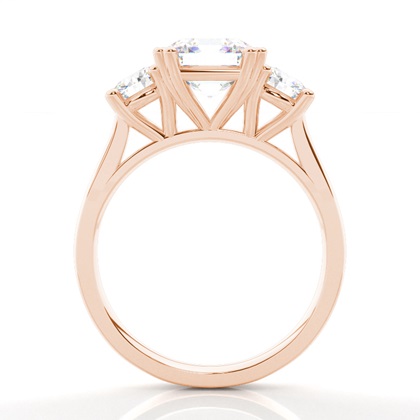 Asscher Rose Gold Trilogy Engagement Rings