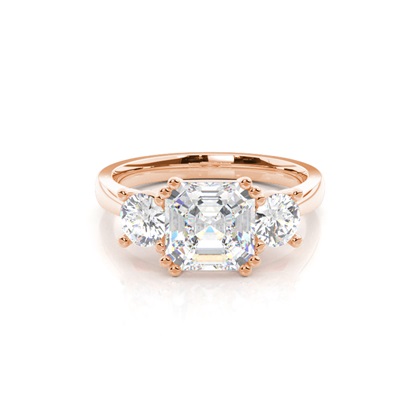 Rose Gold Trilogy Diamond Engagement Rings
