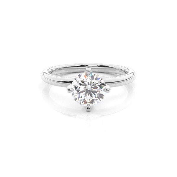 4 Prong Setting Round Diamond Plain Engagement Ring