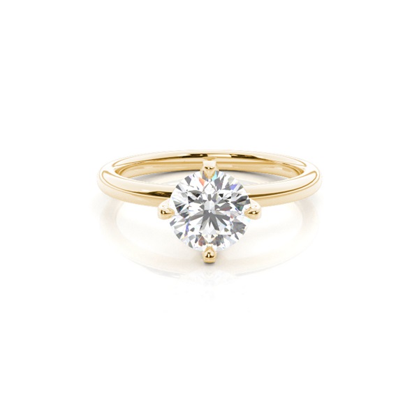 4 Prong Setting Round Diamond Plain Engagement Ring