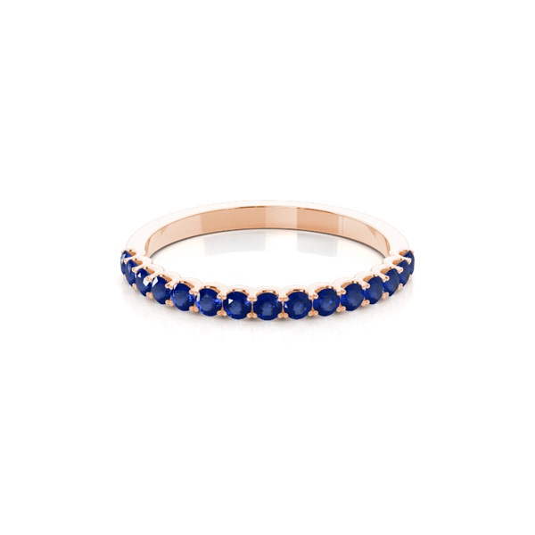 4 Prong Setting Half Eternity Blue Sapphire Ring