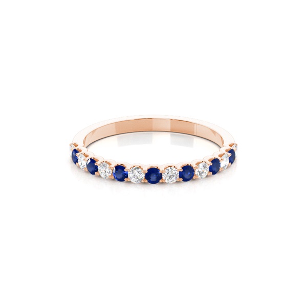 4 Prong Setting Half Eternity Blue Sapphire Ring