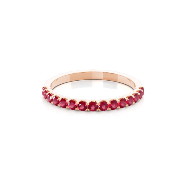 4 Prong Setting Half Eternity Ruby Ring