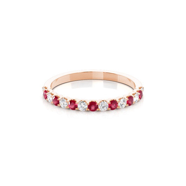 4 Prong Setting Half Eternity Ruby Ring