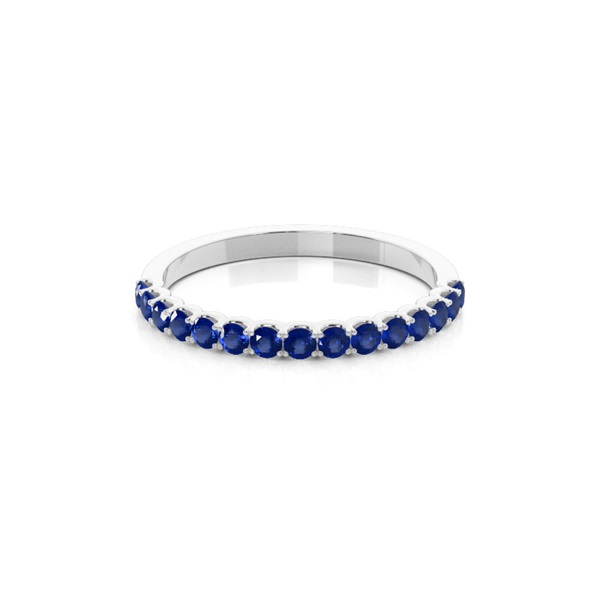 4 Prong Setting Half Eternity Blue Sapphire Ring