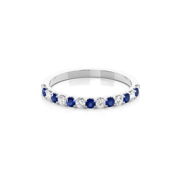 4 Prong Setting Half Eternity Blue Sapphire Ring