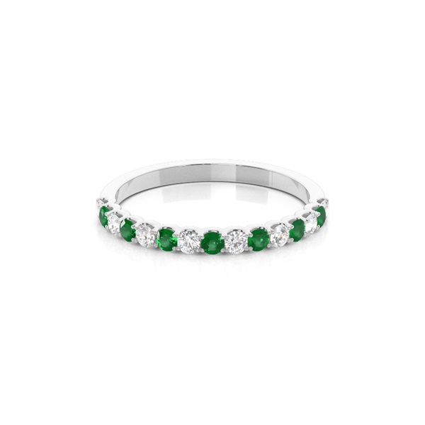 4 Prong Setting Half Eternity Emerald Ring