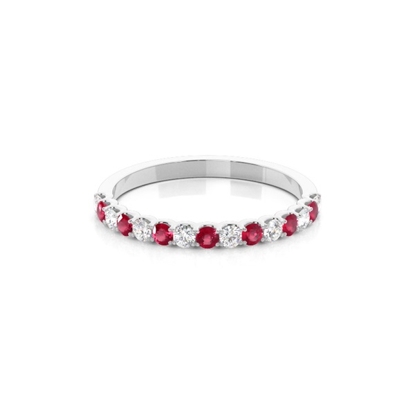 4 Prong Setting Half Eternity Ruby Ring