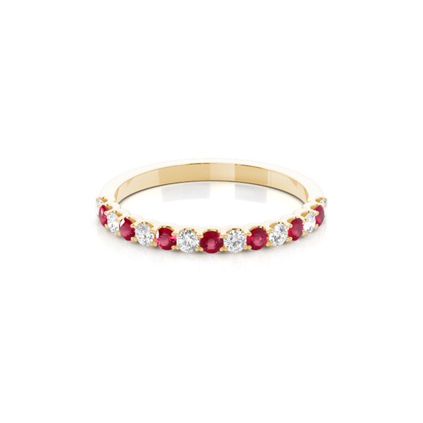 4 Prong Setting Half Eternity Ruby Ring