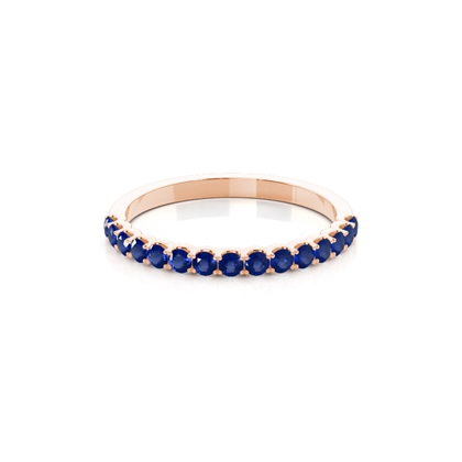 4 Prong Setting Half Eternity Blue Sapphire Ring