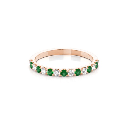 4 Prong Setting Half Eternity Emerald Ring