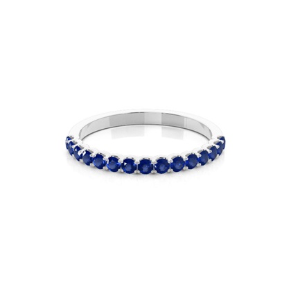 4 Prong Setting Half Eternity Blue Sapphire Ring