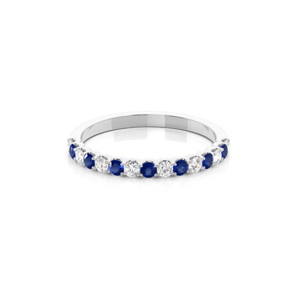 4 Prong Setting Half Eternity Blue Sapphire Ring