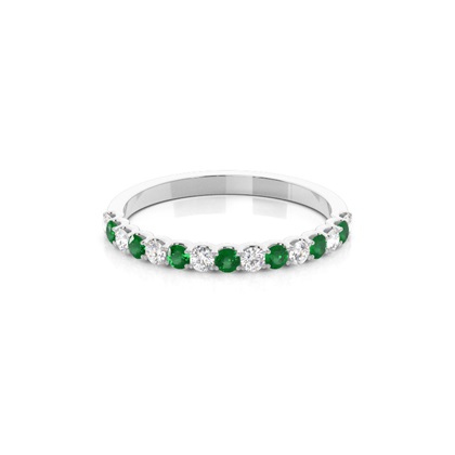 4 Prong Setting Half Eternity Emerald Ring