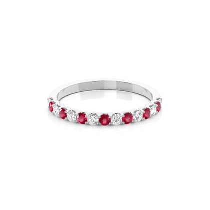 4 Prong Setting Half Eternity Ruby Ring