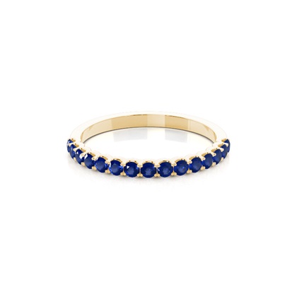 4 Prong Setting Half Eternity Blue Sapphire Ring