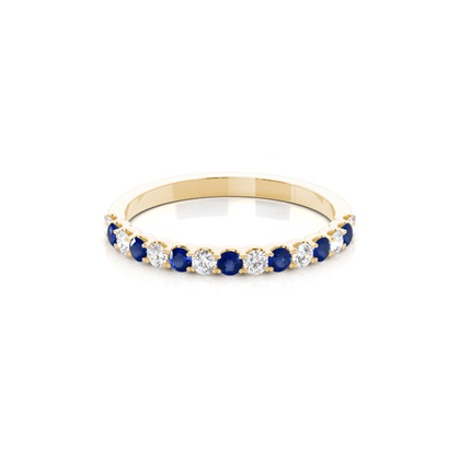 4 Prong Setting Half Eternity Blue Sapphire Ring