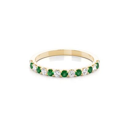 4 Prong Setting Half Eternity Emerald Ring