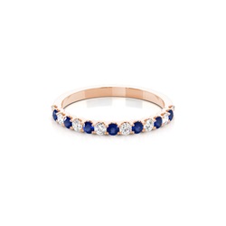 4 Prong Setting Half Eternity Blue Sapphire Ring