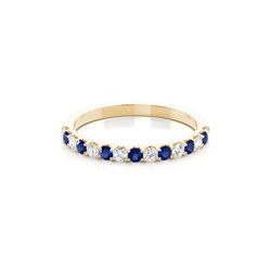 4 Prong Setting Half Eternity Blue Sapphire Ring