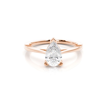 Pear Rose Gold Solitaire Diamond Rings