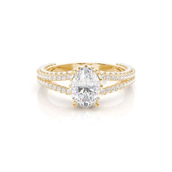 4 Prong Setting Oval Diamond Side Stone Ring