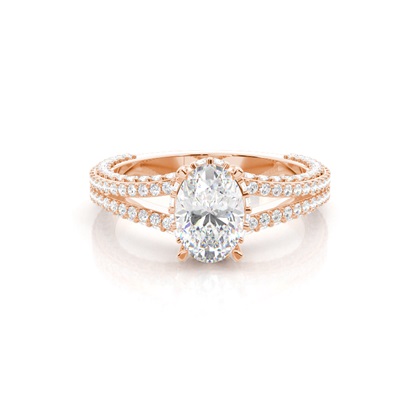 Heart Rose Gold Side Stone Diamond Rings