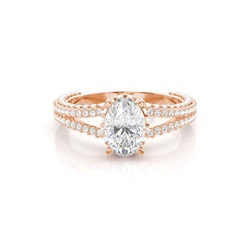 4 Prong Setting Oval Diamond Side Stone Ring