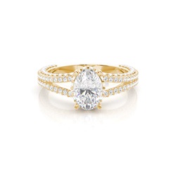4 Prong Setting Oval Diamond Side Stone Ring