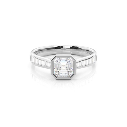 Asscher Side Stone Diamond Rings