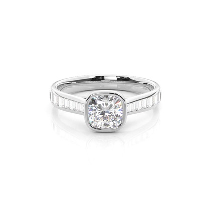 Cushion Side Stone Diamond Rings