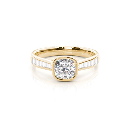 Full Bezel Setting Side Stone Engagement Ring