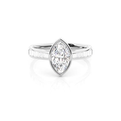 Full Bezel Setting Side Stone Engagement Ring