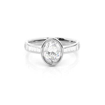 Full Bezel Setting Side Stone Engagement Ring