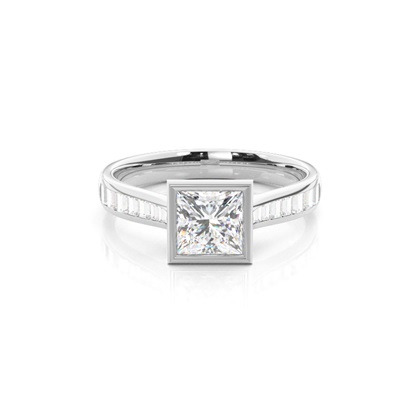 Full Bezel Setting Side Stone Engagement Ring