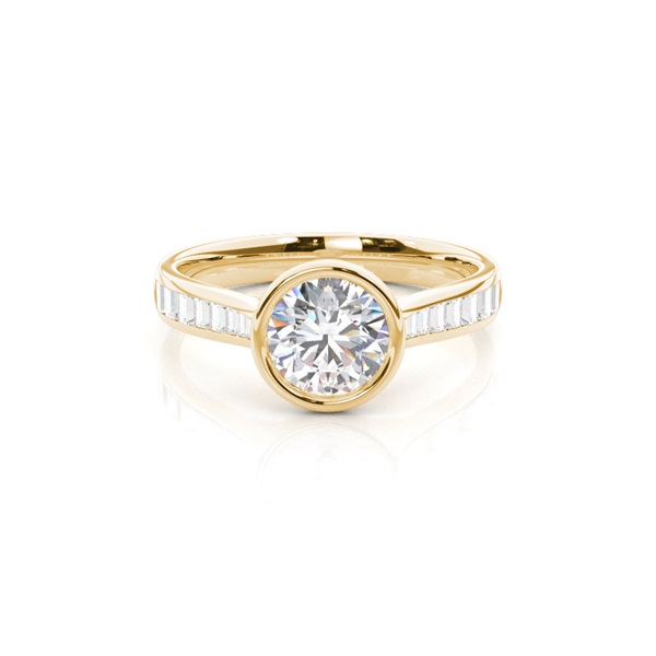 Full Bezel Setting Side Stone Engagement Ring