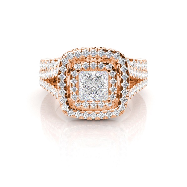 White Gold Princess Bridal Set Diamond Engagement Ring