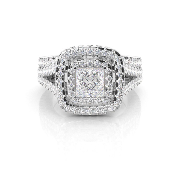 White Gold Princess Bridal Set Diamond Engagement Ring