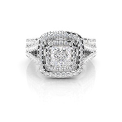 White Gold Princess Bridal Set Diamond Engagement Ring