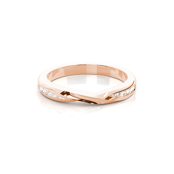 0.095ct Studded Flat Profile Diamond Shaped Band