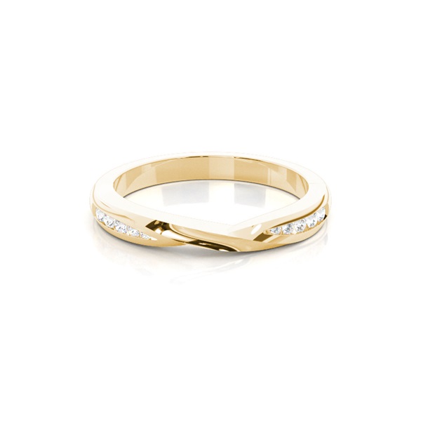 0.095ct Studded Flat Profile Diamond Shaped Band