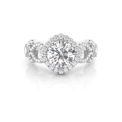 White Gold Halo Diamond Engagement Ring