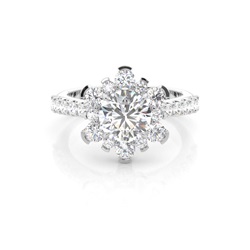 White Gold Halo Diamond Engagement Ring
