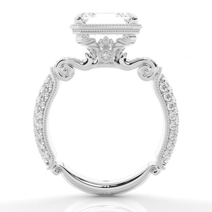 Smaragd Diamant-Verlobungsring in einer 4-Krappen-Fassung