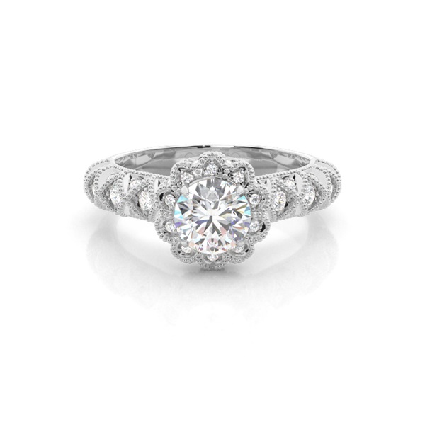White Gold Halo Diamond Engagement Ring