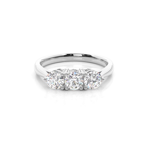 4 Prong Setting Plain Three Stone Ring