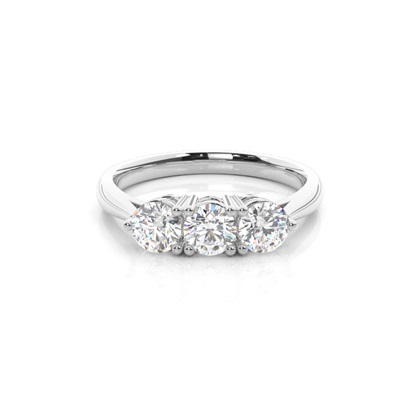 4 Prong Setting Plain Three Stone Ring