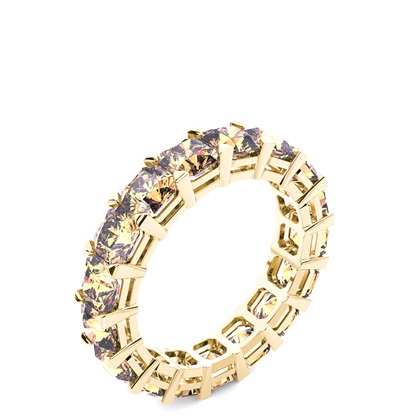 Cushion Yellow Gold Champagne Diamond Rings