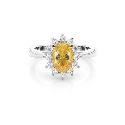 Yellow Diamond Floral Halo Engagement Ring