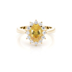 Yellow Diamond Floral Halo Engagement Ring